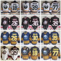 Wholesale Vintage Buffalo Sabres Retro Ice Hockey Dominic Hasek Jersey Men Thoma Vanek Danny Gare Ryan Miller Pierre Turgeon