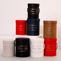 Wholesale Gift Wrap Round Flower Paper Boxes Lid Hug Florist Bucket Packaging Box Candy Bar Party Wedding Storage