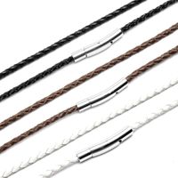 Wholesale Genuine Leather Necklace Band Braided Cord Rope Chain Stainless Steel Clasp L mm cm Chains