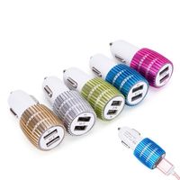 Wholesale Metal Alloy Shell With led Light A A Dual Port USB Car Charger Adapter for Apple iPhone S C S iPad air Samsung Galaxy