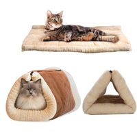 Wholesale Cat Beds Furniture Tunnel Bed Soft Warm Plush Cats Cave House Foldable Kitten Sleeping Cushion Puppy Kennel Mat Pet Interactive Play Toy