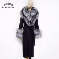 Wholesale Women s Fur Faux Winter Woman s Natural Cashmere Long Woolen Coat Collar Girls cm Belt Cuffs Design NZ