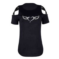 Wholesale Fashion Heart Angel Wings T shirt Woman Causal Tops Novelty Short Sleeve O neck T Shirt Summer Loose Sexy Print Camisetas