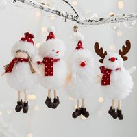 Wholesale Christmas Decorations Xmas Tree Embellishment Drop Ornaments White Plush Doll Hanging Angel Elk Pendant Santa Claus