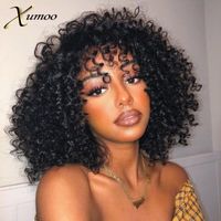 Wholesale Kinky Curly Wig Remy Human Hair Lace Front Wigs Short Bob With Bangs Full Machine Made For Women