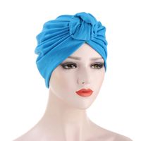 Wholesale 2021 Summer New Women Turban Top Knot Ladies Elegant Wedding Party Head Wraps India Hat Hijabs Cap Fashion Solid Color Headwear
