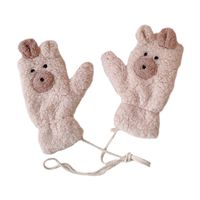 Wholesale Five Fingers Gloves Cartoon Bear Cute Ears Hanging Neck Glove Women s Girls Winter Kawaii Thick Riding Mittens Outdoor Keep Warm