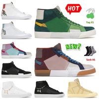 Wholesale Platform Sneakers Vintage Casual Shoes Women Mens Zooms Blazer Mid Premium SB Mosaic Pack Green Brown LX Lucky Charms White Black With Socks Sports Flat Trainers