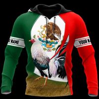 Wholesale Men s Hoodies Sweatshirts Personalized Hoodie Rooster Animal Casual Autumn Unisex Mexico Flag Custom Name Zipper Pullover DIY Women s Swea