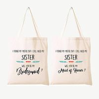 Wholesale Party Decoration Will You Be My Maid Of Honor Bridesmaid Tote Bag Bridal Shower Wedding Bachelorette Sister Friend Proposal Gift Present
