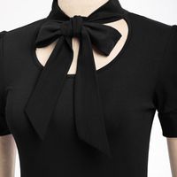 Wholesale Women s Blouses Shirts Fashion Women Vintage Cotton Tops Summer Casual Elegant Short Puffed Sleeves Stand Collar Tie Neck Blouse Female La