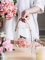 Wholesale Vases Nordic Glass Flower Vase Wall Hanging Decorative Wedding Home Portable Handmade DIY Planter