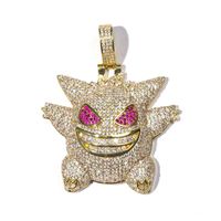 Wholesale Hip Hop Jewelry Gengar Necklace New Arrival Pendant Cubic Zircon Copper Necklace Iced Out Chain Mens Gift