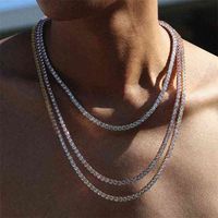Wholesale Necklaces Luxury S925 Sterling Silver Solid White Gold Color Iced Out Moissanite Real Diamond Tennis Chain Necklace Men Jewelry A9av