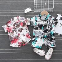 Wholesale Clothing Sets Baby Boys Splash Ink Painting Style Printed Clothes Set Summer Toddler Girls Fashion Shirt shorts Kids Holiday Beach Outfits