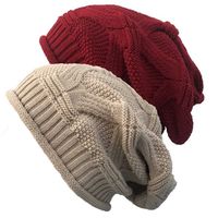 Wholesale Solid Color Crochet Knitted Winter Baggy Beanie Hat Women Lady Girls Chunky Slouchy Knit Skull Caps Outdoor Skiing Sports Headwear Warm Knitting GT1EO7N