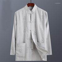 Wholesale Men s Jackets Plus Size XL Chinese Traditional Cotton Linen Mandarin Collar Tang Suit Clothing Arrival Male Jacket Coat1