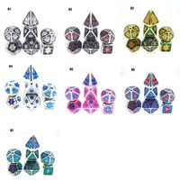 Wholesale 7pcs set Metal Dice Star Sky Series Board Game Polyhedral Playing Games Dices Set D4 D6 D20 with Retail Package a43