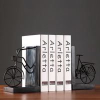 Wholesale Decorative Objects Figurines European Style Wrought Iron Bicycle Bookend Family Decoration Book By Simulation Office Ornaments Crafts