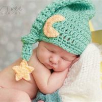 Wholesale Newborn Months Baby Knit Photography Long Tail Hat Infants Girl Boy Photo Prop Crochet Knitted Costume Caps with Star Moon Decor Cute INS Headwear caps G983503