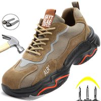 Wholesale Lightweight Men Safety Shoes Steel Toe Cap Work Shoes Puncture Proof Security Work Sneakers Anti smash Protective Shoes