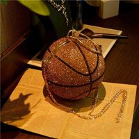 Wholesale Large capacity Handbagsbasketball Round Ball Gold Clutch Purses Crossbody for Women Evening Rhinestone Handbags Ladies Party Shoulder Bag Pi