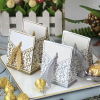Wholesale Gift Wrap Gold Silver Candy Paper Box Ribbon Bags Wedding Favors Sugar Case Birthday Party Decor Marriage Casamento