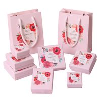 Wholesale Light Pink Color Ring Earring Jewelry Boxes Creative Lid and Tray Ring Cases Earring Jewelry Display Necklace Package Box