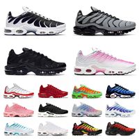 Wholesale TN Plus Leather Sports Running Shoes Men Women Trainers Triple Black White Pink Spray paint Psychic Blue Sup Mean Green Casual Sneakers Particle Grey Jogging