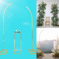 Wholesale 3PCS Outdoor Lawn Wedding Decoration Flower Arch Iron Frame Fabric Hanging Rack With Plinth Table Stand Cake Dessert Holder For Birthday Backdrop Stage Background