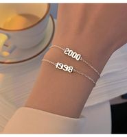 Wholesale Link Chain Birth Year Anklet Leg Bracelet Jewelry Stainless Steel Silver Color Custom Number For Women Couple Gift