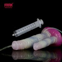 Wholesale Nxy Faak New Large Squirting Penis Double Realistic Ejaculation Dildo with Suction Cup Anal Sex Toys for Lesbian Women Masturbator1215