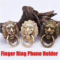 Wholesale Vintage lion head Metal finger ring holder degree Cell phone Stand Bracket Universal for iphone samsung Huawei XIAOMI LG MOTO