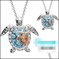 Wholesale Pendant Necklaces Pendants Jewelry Ocean Turtle For Women Iced Out Choker Necklace Girls Luxury Fashion Design Bling Rhinestone Animal Col