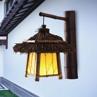 Wholesale Nordic Retro Bamboo LED Wall Lamps Balcony Aisle Courtyard Lights Tea Room Homestay Outdoor Waterproof Lamp Garden Entrance Chinese Style Bedroom Study Wall Light
