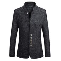 Wholesale Men s Jackets Fashion Chinese Style Suit Men Classic Formal Wool Solid Color Slim Fit Mandarin Collar Blazer Tuxedo XL