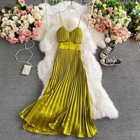 Wholesale Vintage Runway Beach Sleeveless Spaghetti Strap dress Party Sexy Solid Red Dresses Boho Sundress Women Summer Backless