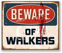 Wholesale Beware Warning Walkers The Walking Dead Retro Metal Tin Sign Plaque Poster Wall Decor Art Shabby Chic Gift Q0723