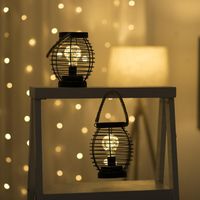 Wholesale Pendant Lamps Pc Fashion LED Iron Lantern Table Lamp Portable Battery Powered Night Light With Rope Handle Home Festive