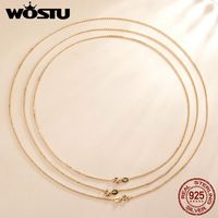 Wholesale Chains WOSTU Authentic Sterling Silver Plated Gold Simple Chain Necklace Women Wedding Party Fine Fashion Jewelry Gift Making