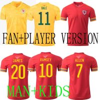 Wholesale Euro Wales Player version Soccer Jerseys BALE JAMES WILSON Football Shirt DAVIES RAMSEY MOORE ALLEN Mens Jersey Kids Kit