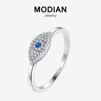 Wholesale Cluster Rings Modian Sale Sterling Silver Cubic Zirconia Blue Eye Lucky Finger For Women Luxury Charm Fashion Fine Jewelry