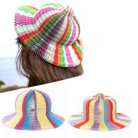 Wholesale 1pcs Magic Honeycomb Paper Vase Hats For Women Girls Summer Folding Hat For Party Decorations Paper Caps Travel Sun Hat
