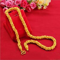 Wholesale weighty Heavy Cloth pattern dragon necklace kgold Real gold filled Men s Necklaces Curb Chain Jewelry mint mark lettering good quality