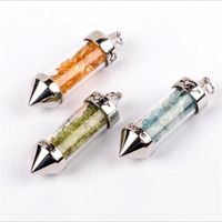 Wholesale Charms Wish Bottle Necklace Pendant Love Drift Bottles Transparent Glass Natural Crystal Gravel Color Birthday Gifts