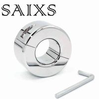 Wholesale Cockrings g oz Stainless Steel Polish Ball Stretcher Men Fetish Cock Ring Gear Scrotum Testicle Stretched Sex Toy