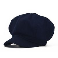 Wholesale octagonal hat autumn and winter male British style beret retro woolen painter hats solid color fashion lady