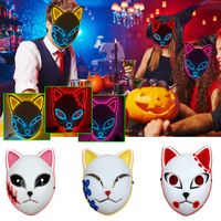 Wholesale Other Event Party Supplies Cool Anime LED Demon Slayer Mask Men Women Glow Masquerade Scary Cosplay Masks With Lighting Modes Halloween