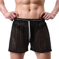 Wholesale Men s Shorts Mens Trunks Mesh Fishnet Hollow Out Boxers Transparent Loose Causal Sleep Bottoms Quick drying Elastici Palestra