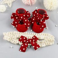 Wholesale First Walkers Baby Shoes Headband Set Princess Rubber Band Soft Stretch Walk Floor Infant Girls Shower Gift